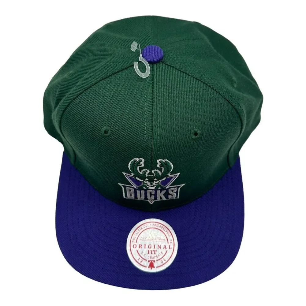 Milwaukee Bucks Mitchell & Ness NBA Snapback Hat Cap Hardwood Classics HWC Retro